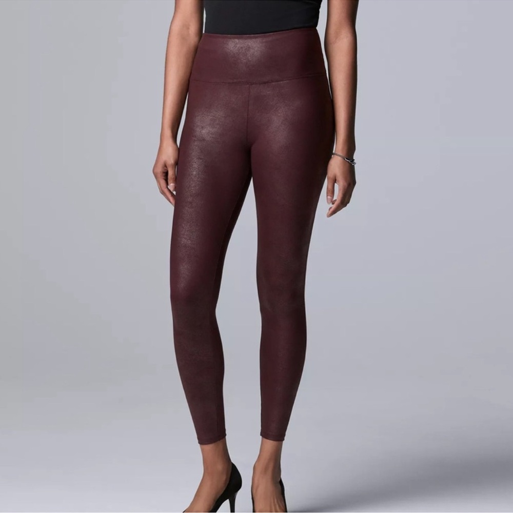 Vera Wang Deep Burgundy faux leather Leggings